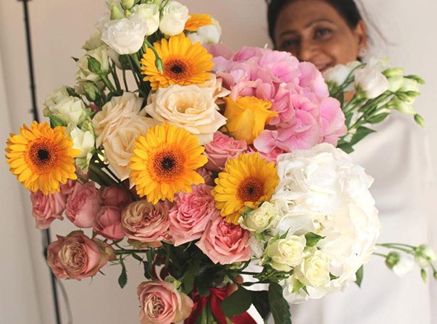 Hand-tied mixed flower bouquet from our maker