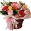 Large wooden flower basket with mixed roses, carnations, and greenery – MuscatFnC