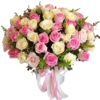 Large wooden flower basket with colorful roses, carnations, and greens – MuscatFnC